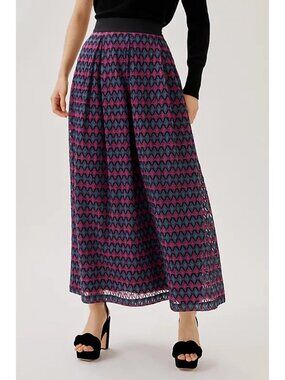 Anthropologie X Let Me Be Textured Maxi Skirt Sz S Blue Purple Lined Dressy NWT